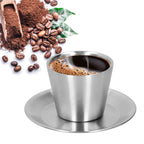 Stainless Steel Coffee Cup Set Double Walled Coffee Mug with Saucer Tea Mug Drinkware