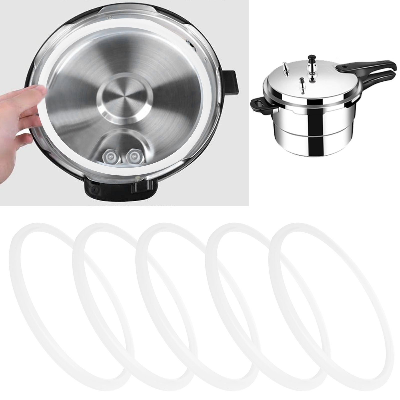 5pcs Pressure Cooker Sealing Ring Clear Universal Stainless Steel Pressure Cooker Gaskets O Ring22cm