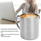 Mug Cup 304 Stainless Steel Sanding Mirror Finish Portable Coffee Cup with Handle 300ml