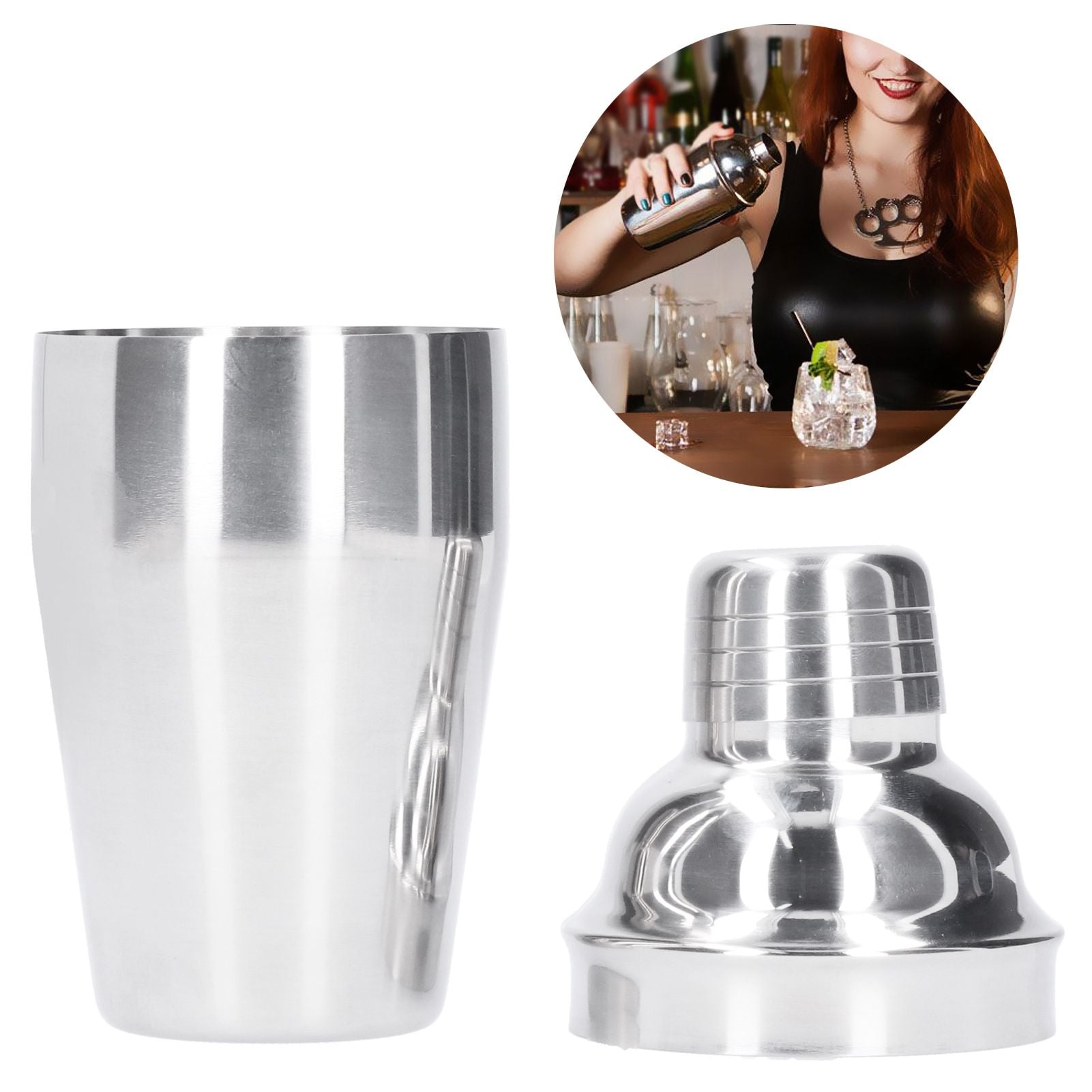 350ml Cocktail Shaker Stainless Steel Wine Drink Mixing Glasses Barware Bartender Tool