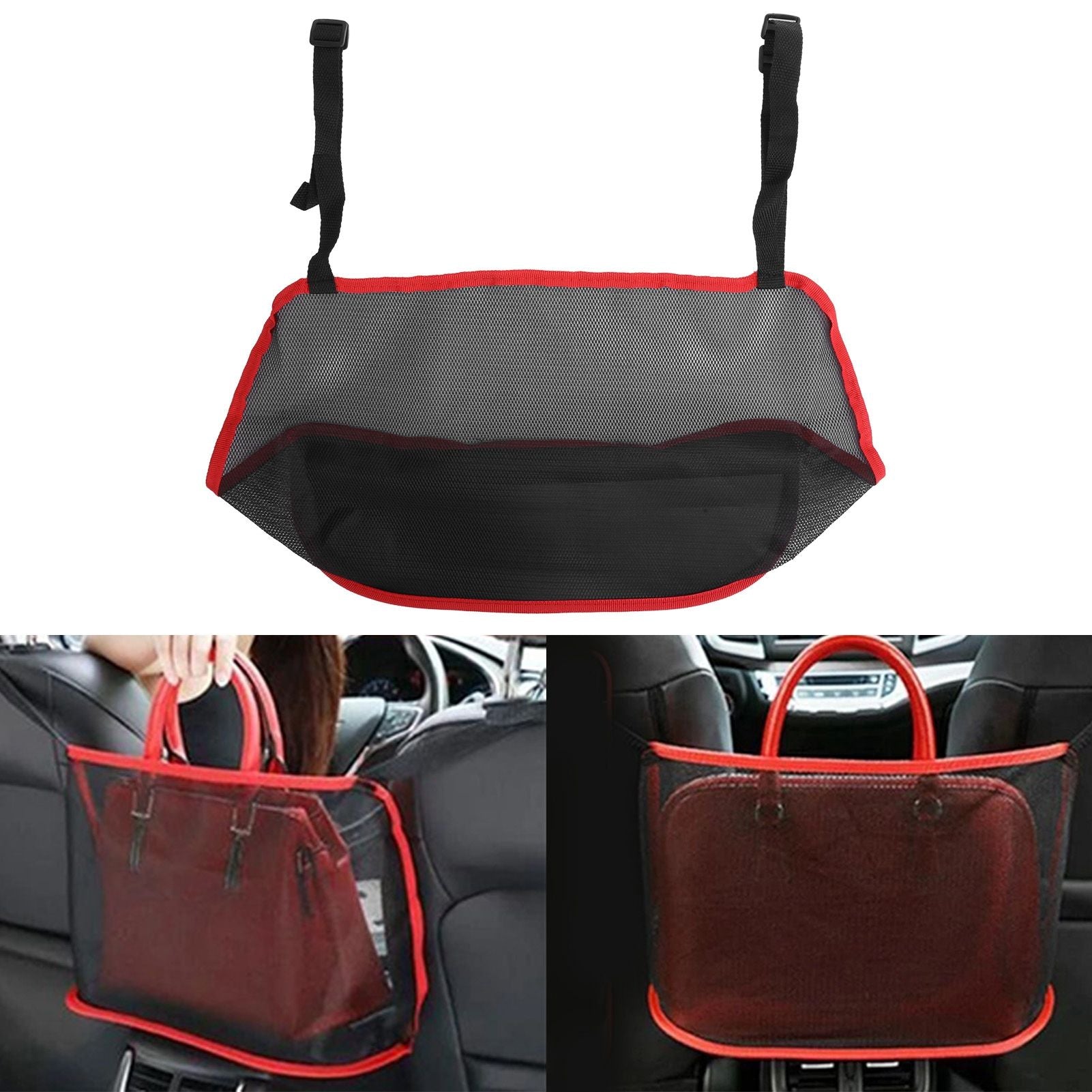 Car Net Pocket Handbag Holder Auto Chair Back Folding Hanging Mesh Organizer ToolsRed