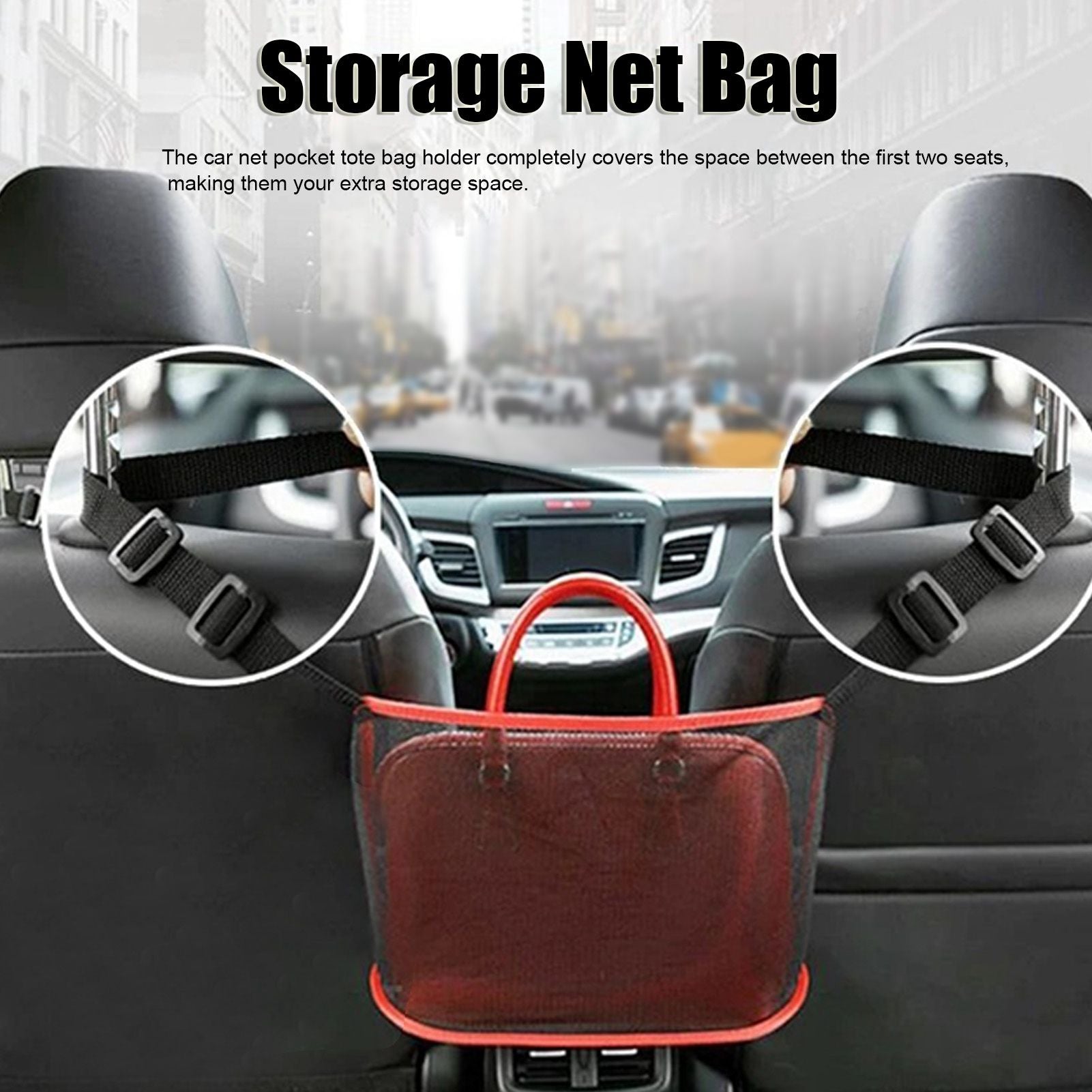 Car Net Pocket Handbag Holder Auto Chair Back Folding Hanging Mesh Organizer ToolsRed