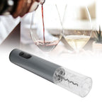 Electric Wine Bottle Opener Automatic Corkscrew W/Foil Cutter Pourer Vacuum StopperSilver Gray
