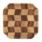 Wooden Pan Tea Tray Dish Bowl Fruit Salad Bread Serving Plate Kitchen Tableware25x25cm