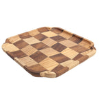 Wooden Pan Tea Tray Dish Bowl Fruit Salad Bread Serving Plate Kitchen Tableware25x25cm