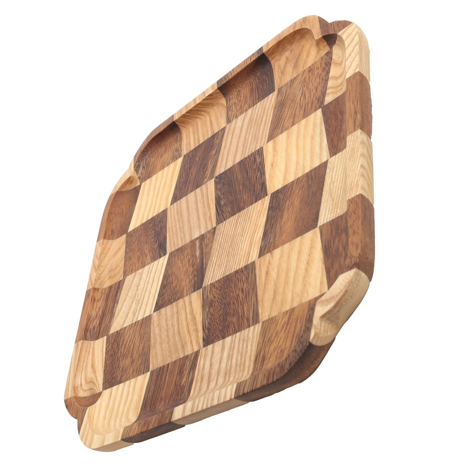 Wooden Pan Tea Tray Dish Bowl Fruit Salad Bread Serving Plate Kitchen Tableware25x25cm