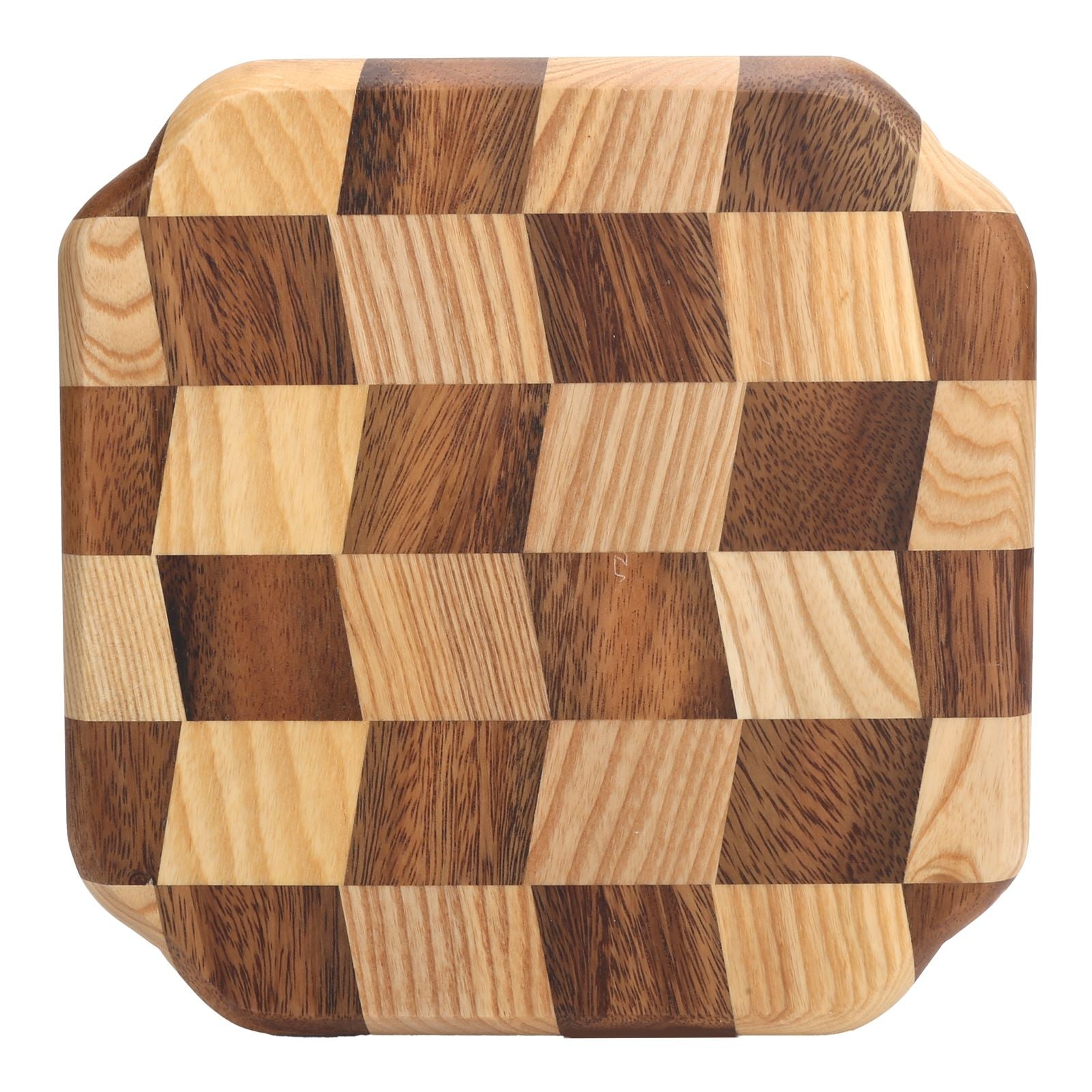 Wooden Pan Tea Tray Dish Bowl Fruit Salad Bread Serving Plate Kitchen Tableware25x25cm