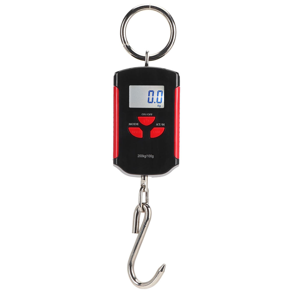 Portable Electronic Hanging Scale Digital LCD Backlit Display kg/lb/JIN 200KG W/HookRed Frame
