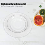 Felt Dish Protection Pad AntiFriction Storage Separator Insulation Mat Food Plate Porcelain Divider(White 48PCS)