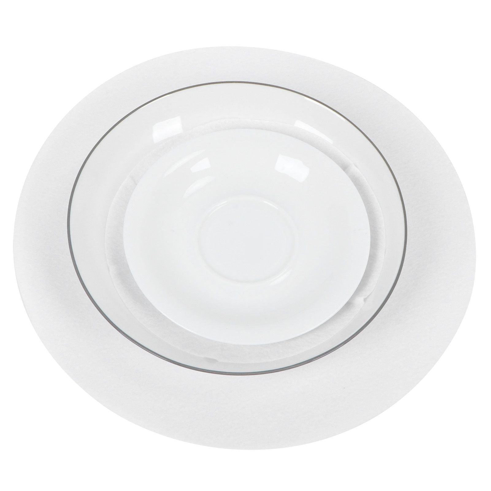 Felt Dish Protection Pad AntiFriction Storage Separator Insulation Mat Food Plate Porcelain Divider(White 24PCS)
