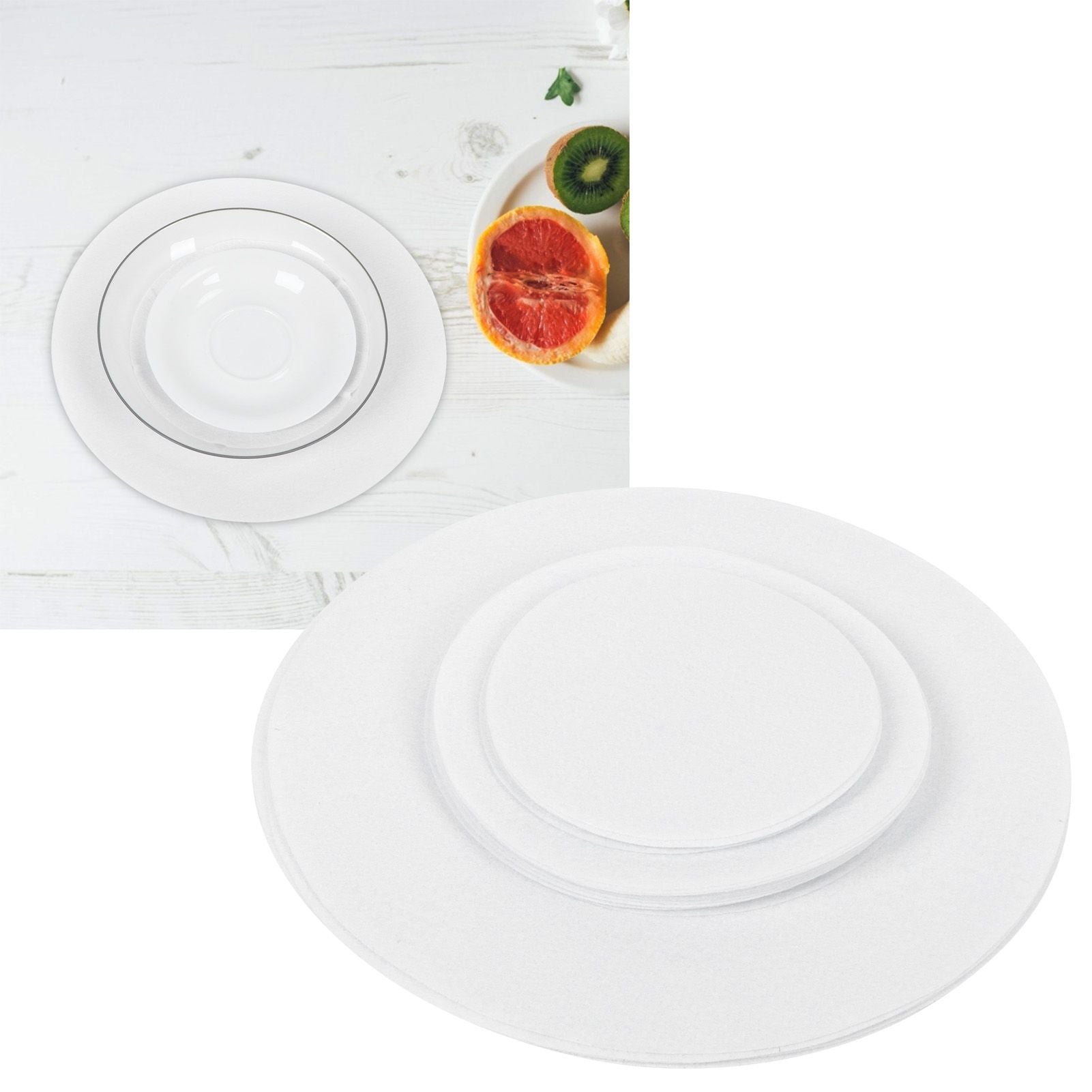 Felt Dish Protection Pad AntiFriction Storage Separator Insulation Mat Food Plate Porcelain Divider(White 24PCS)