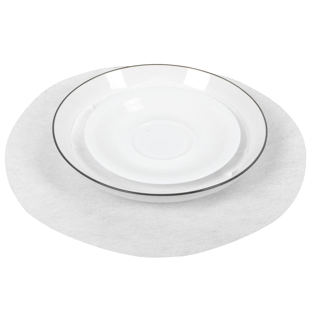 Felt Dish Protection Pad AntiFriction Storage Separator Insulation Mat Food Plate Porcelain Divider(White 24PCS)