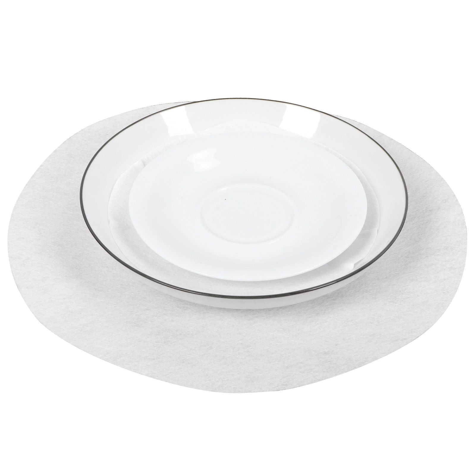 Felt Dish Protection Pad AntiFriction Storage Separator Insulation Mat Food Plate Porcelain Divider(White 24PCS)