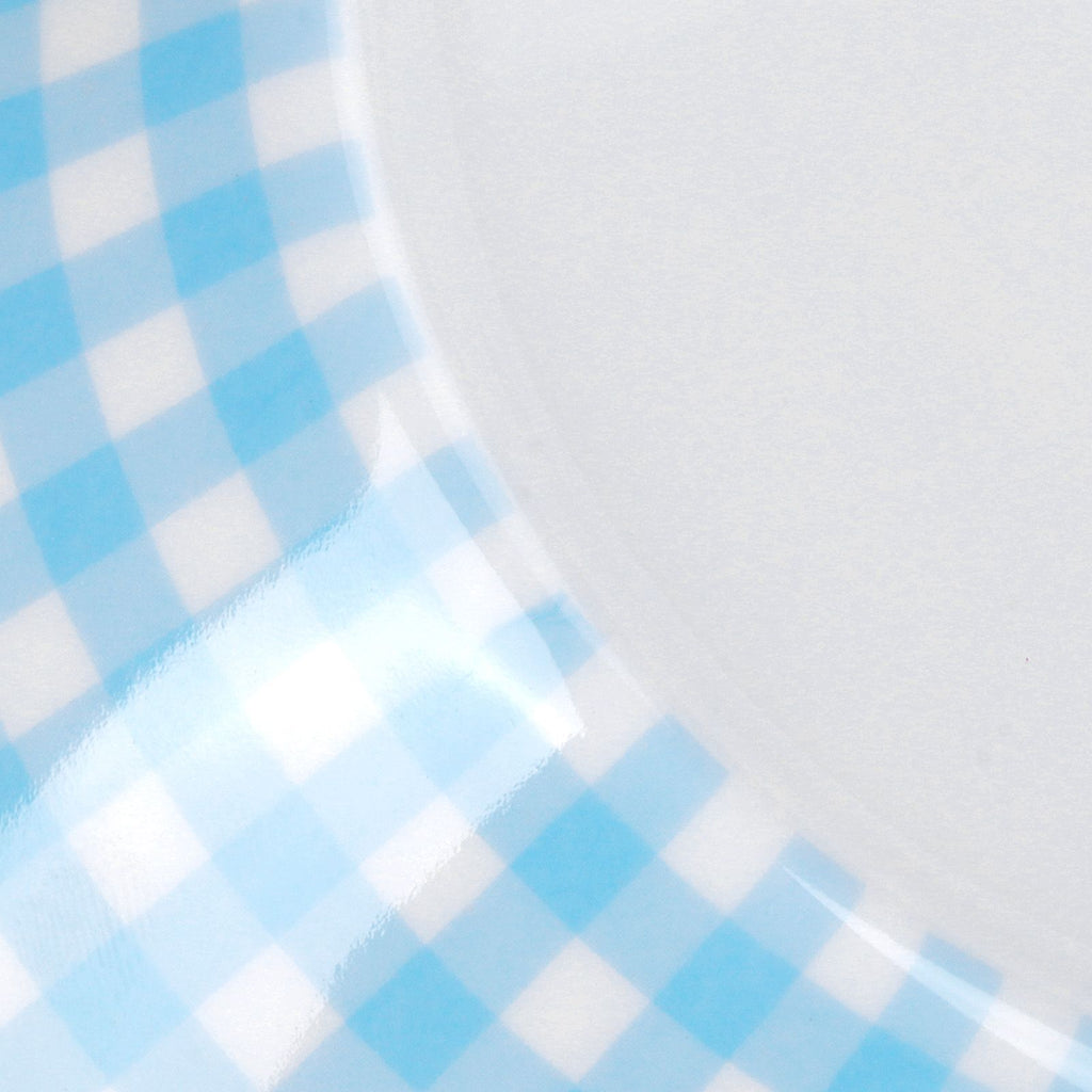 4Pcs/Set Salad Bowl Dish Light Blue Grid Pattern Imitation Porcelain Snack Plate Tableware