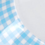 4Pcs/Set Salad Bowl Dish Light Blue Grid Pattern Imitation Porcelain Snack Plate Tableware