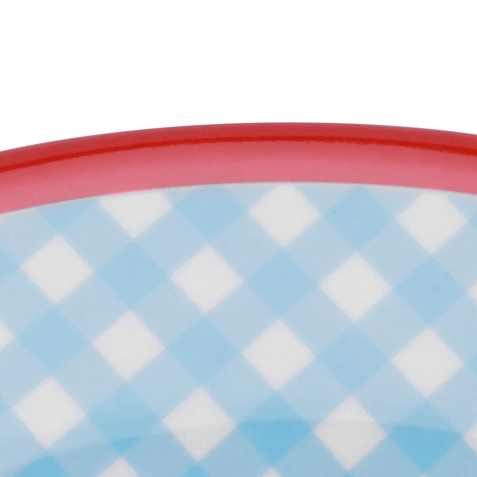 4Pcs/Set Salad Bowl Dish Light Blue Grid Pattern Imitation Porcelain Snack Plate Tableware