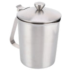 Coffee Latte Cup Thicken 304 Stainless Steel Measuring cup Milk Frothing Jug with Scale Cover500ml with Cover