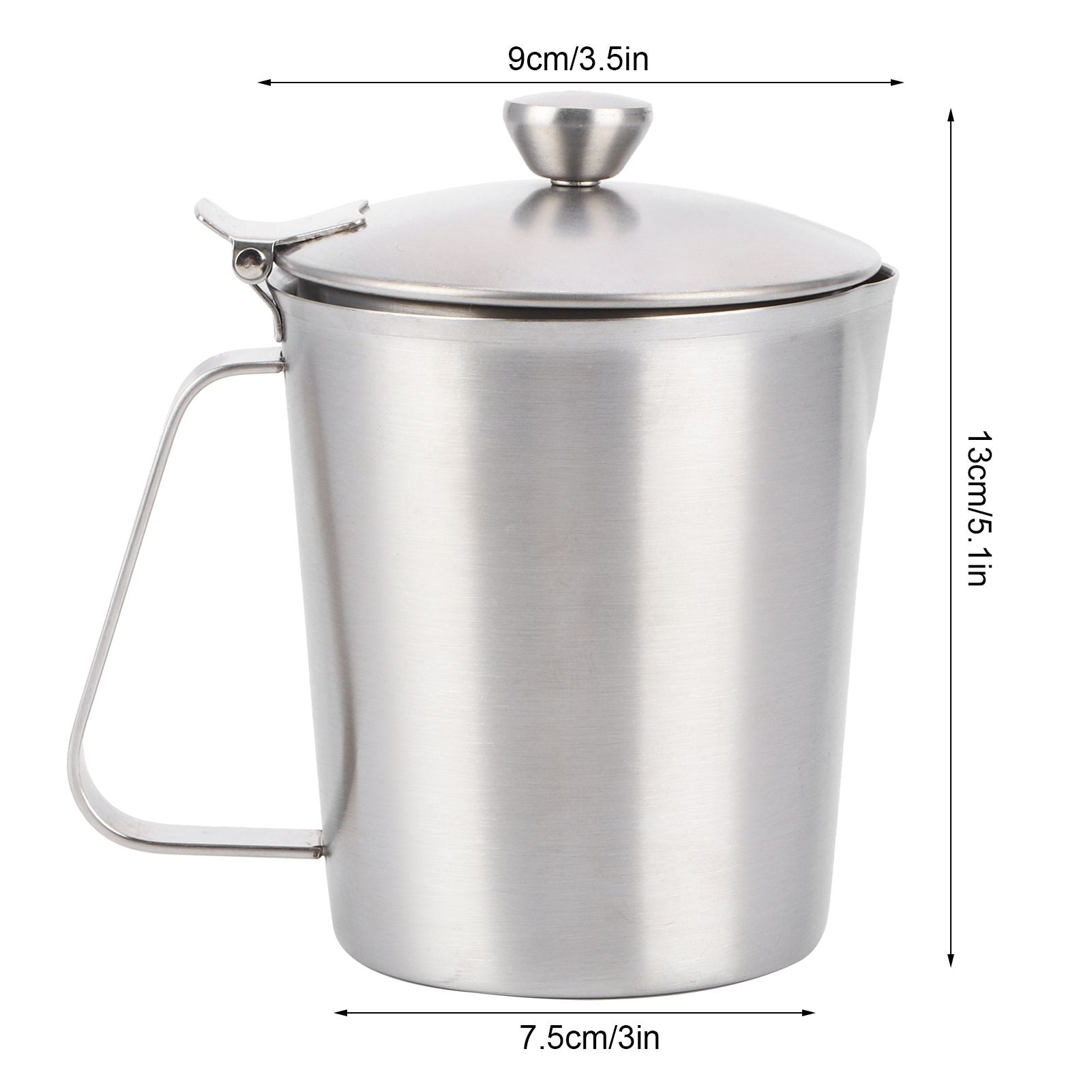 Coffee Latte Cup Thicken 304 Stainless Steel Measuring cup Milk Frothing Jug with Scale Cover500ml with Cover