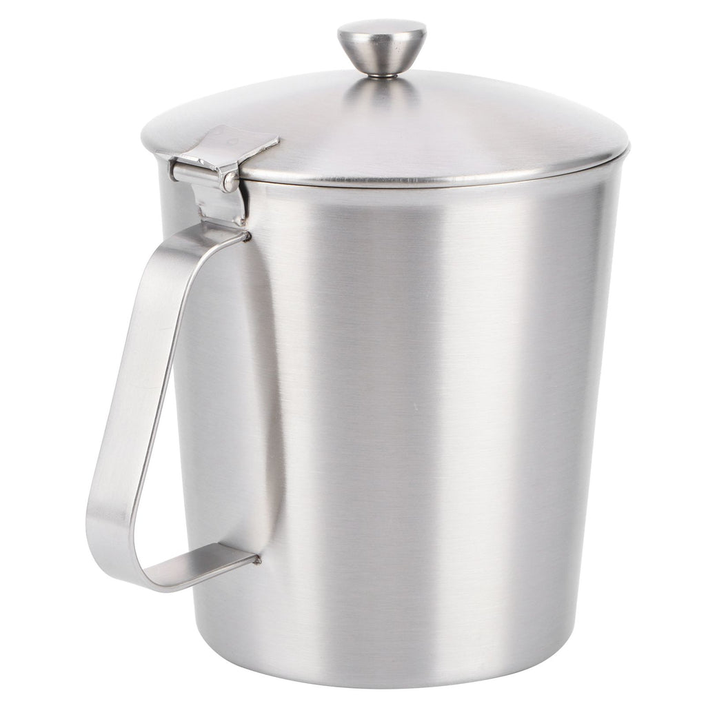 Coffee Latte Cup Thicken 304 Stainless Steel Measuring cup Milk Frothing Jug with Scale Cover1000ml with Cover