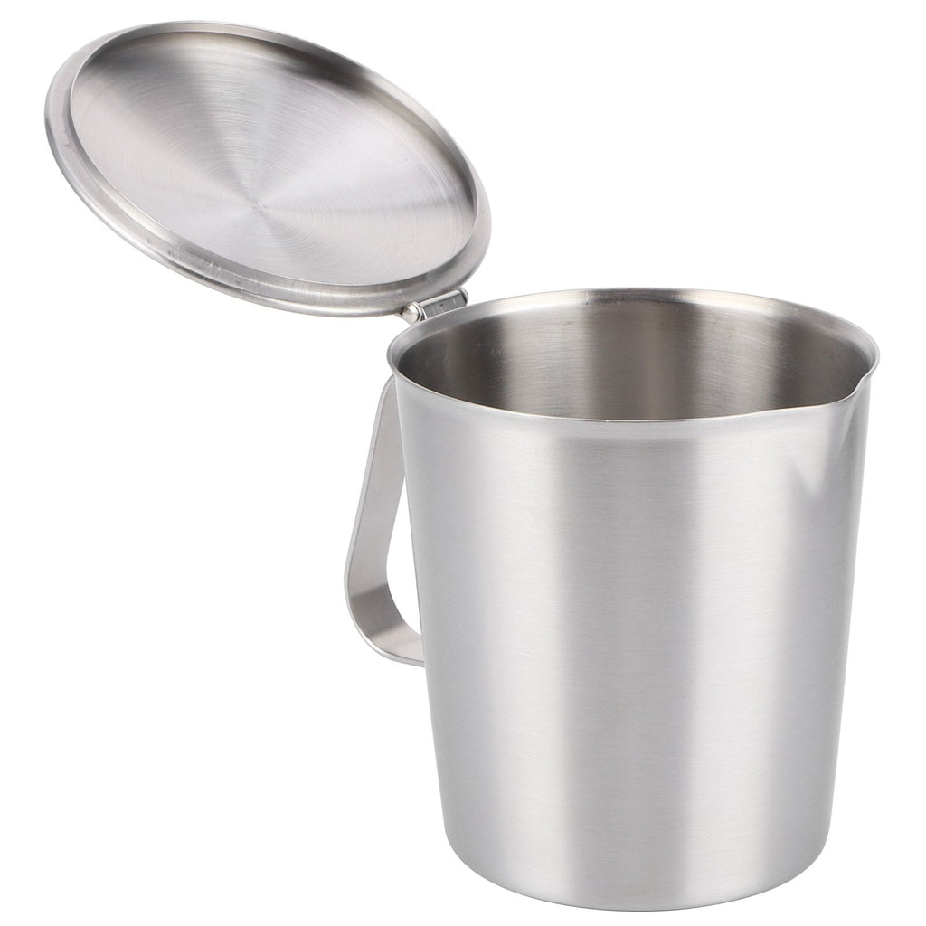 Coffee Latte Cup Thicken 304 Stainless Steel Measuring cup Milk Frothing Jug with Scale Cover1000ml with Cover