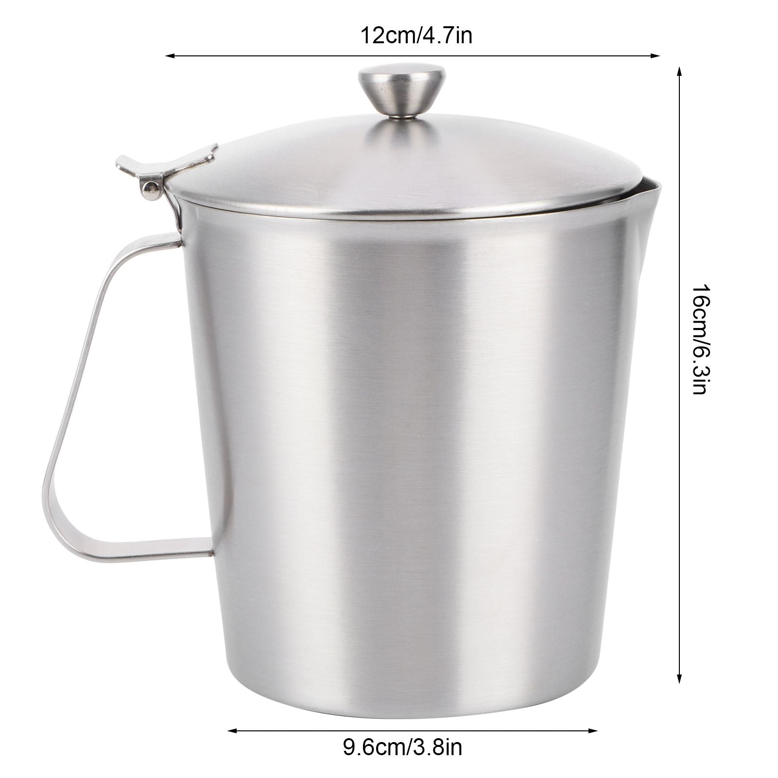 Coffee Latte Cup Thicken 304 Stainless Steel Measuring cup Milk Frothing Jug with Scale Cover1000ml with Cover
