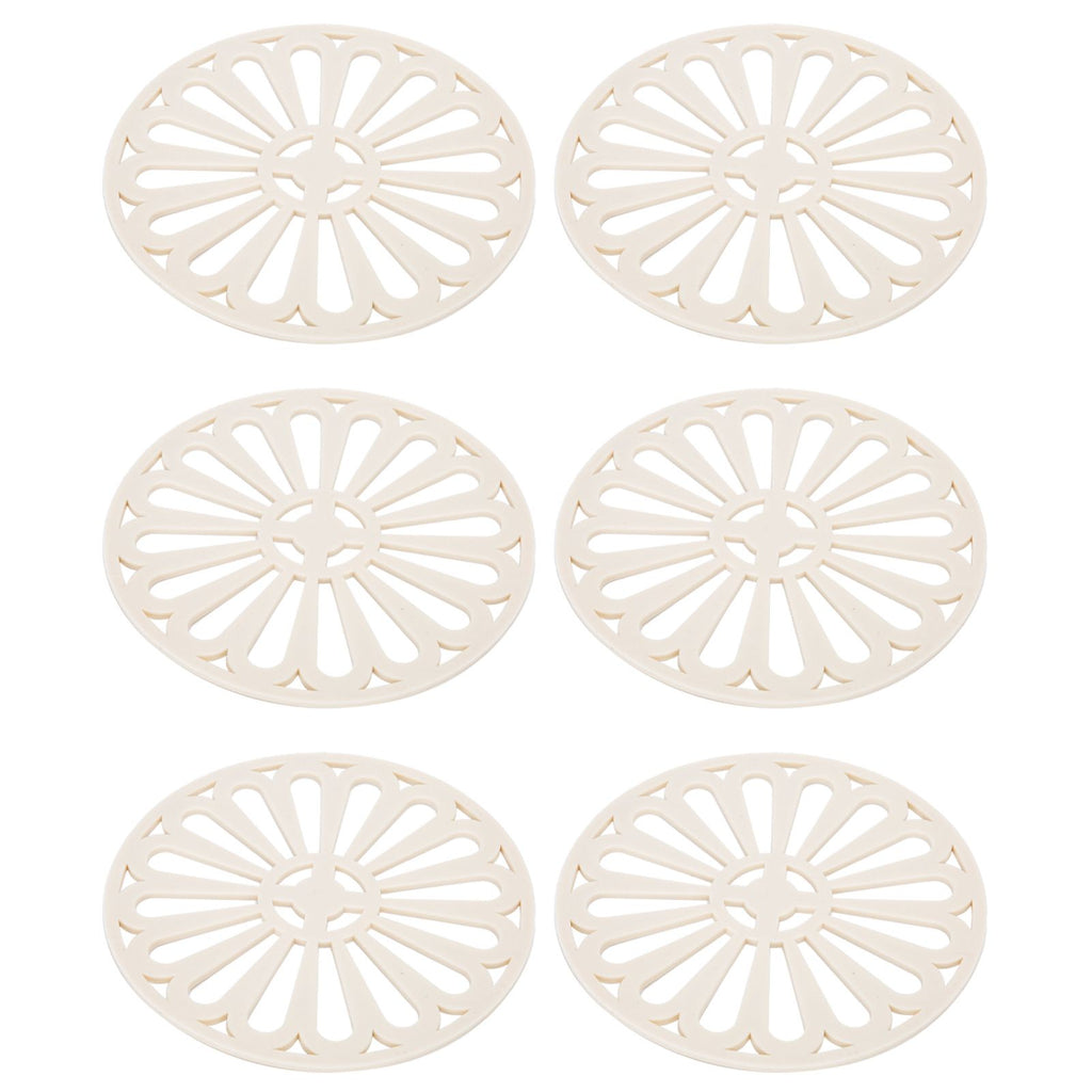6Pcs Coaster Round Thickened Creative Insulation Pad Kitchen Table Mat Household SuppliesBeige