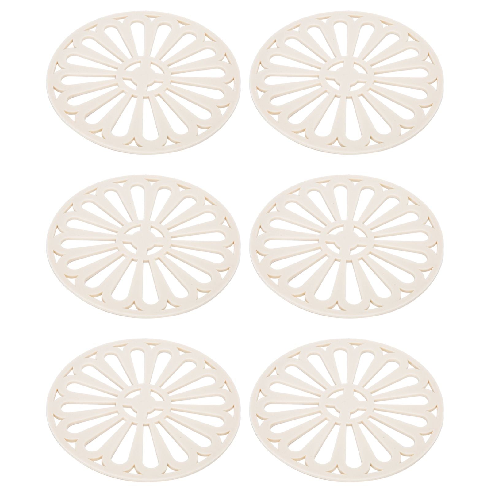 6Pcs Coaster Round Thickened Creative Insulation Pad Kitchen Table Mat Household SuppliesBeige