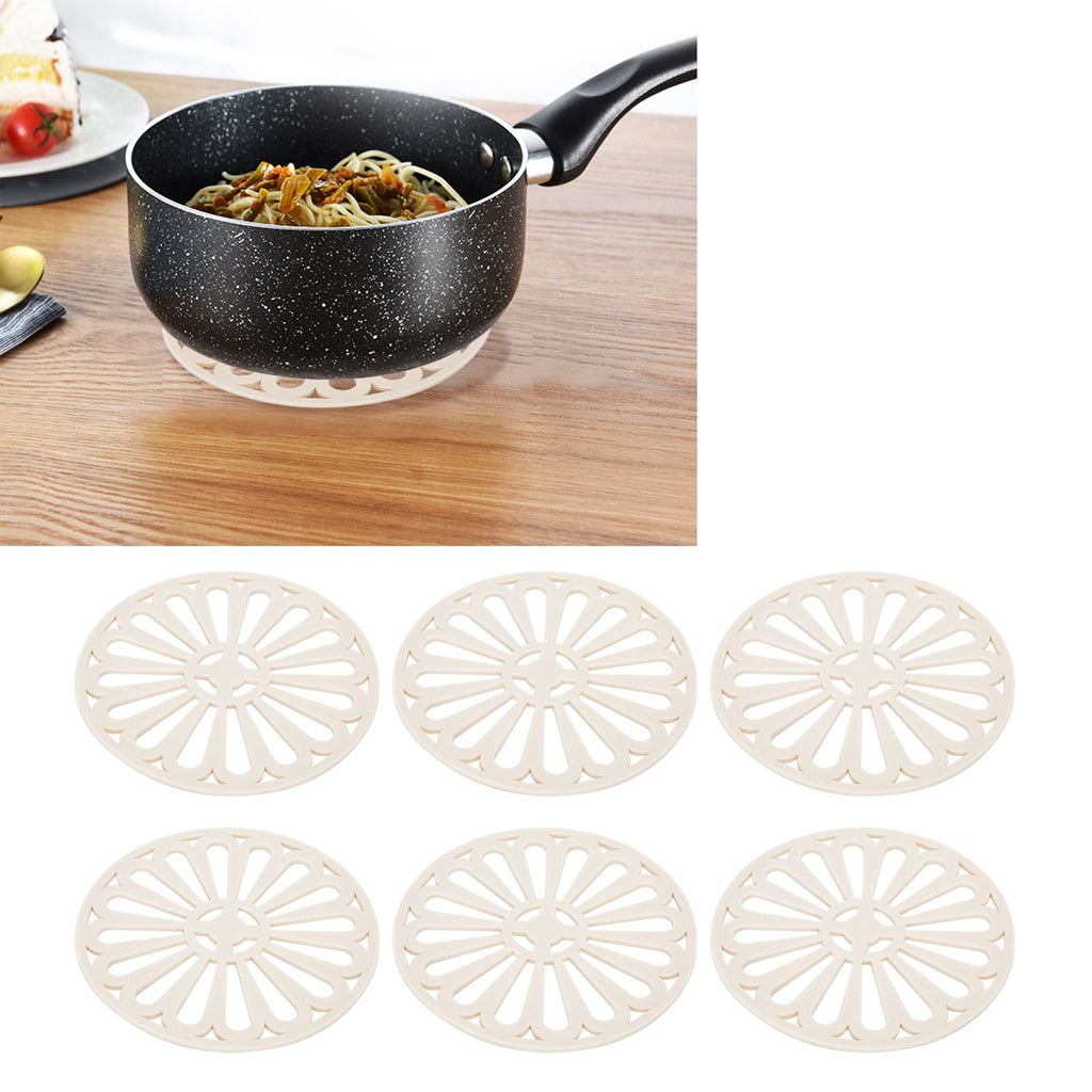 6Pcs Coaster Round Thickened Creative Insulation Pad Kitchen Table Mat Household SuppliesBeige