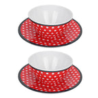 4Pcs Salad Dish Set Red Dots Imitation Porcelain Plate Fruit Food Cake Dish Dinnerware for Kitchen