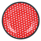 4Pcs Salad Dish Set Red Dots Imitation Porcelain Plate Fruit Food Cake Dish Dinnerware for Kitchen