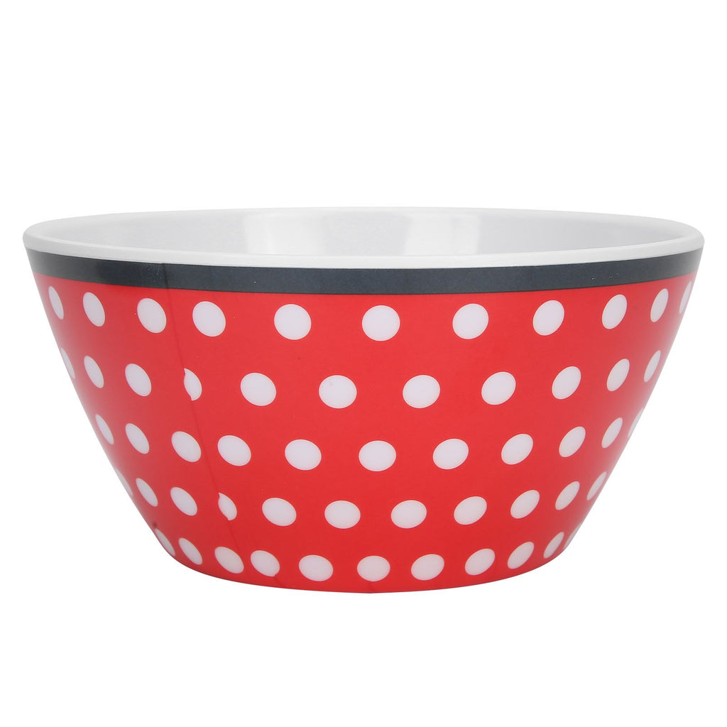 4Pcs Salad Dish Set Red Dots Imitation Porcelain Plate Fruit Food Cake Dish Dinnerware for Kitchen