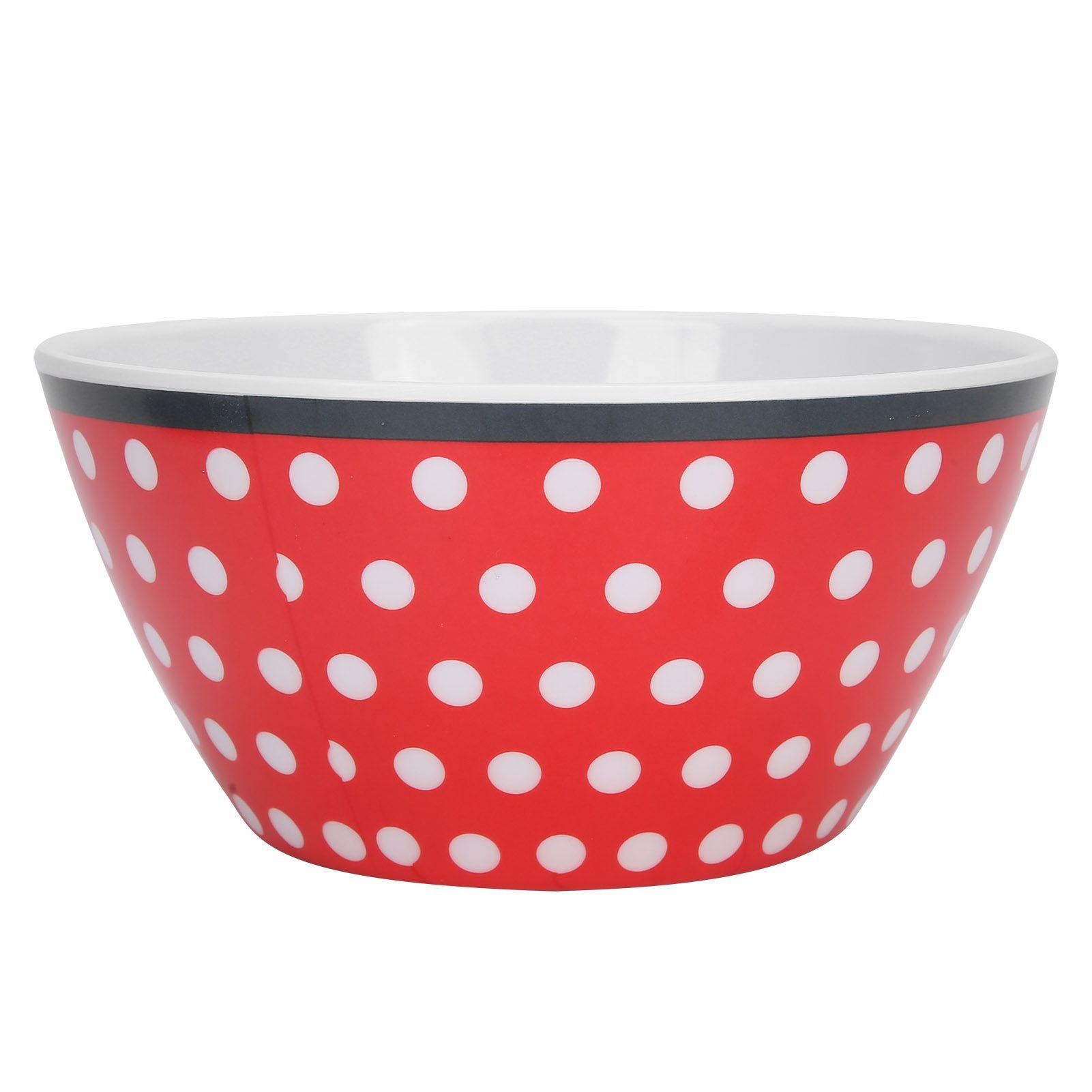 4Pcs Salad Dish Set Red Dots Imitation Porcelain Plate Fruit Food Cake Dish Dinnerware for Kitchen