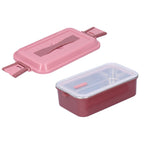 304 Stainless Steel Lunch Box Rectangular Insulated Portable Bento Box with HandleSingle Layer 700ml