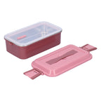 304 Stainless Steel Lunch Box Rectangular Insulated Portable Bento Box with HandleSingle Layer 700ml