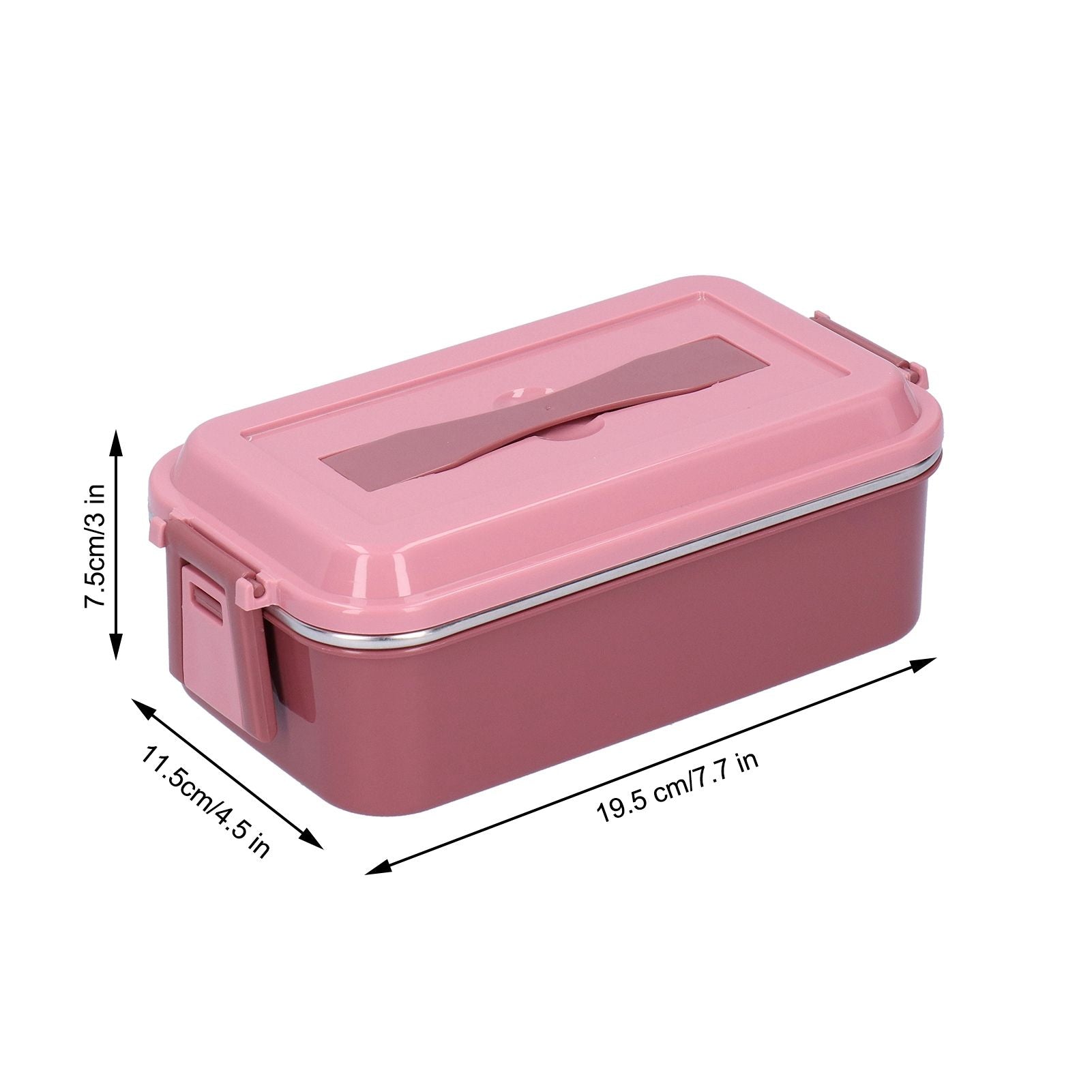 304 Stainless Steel Lunch Box Rectangular Insulated Portable Bento Box with HandleSingle Layer 700ml