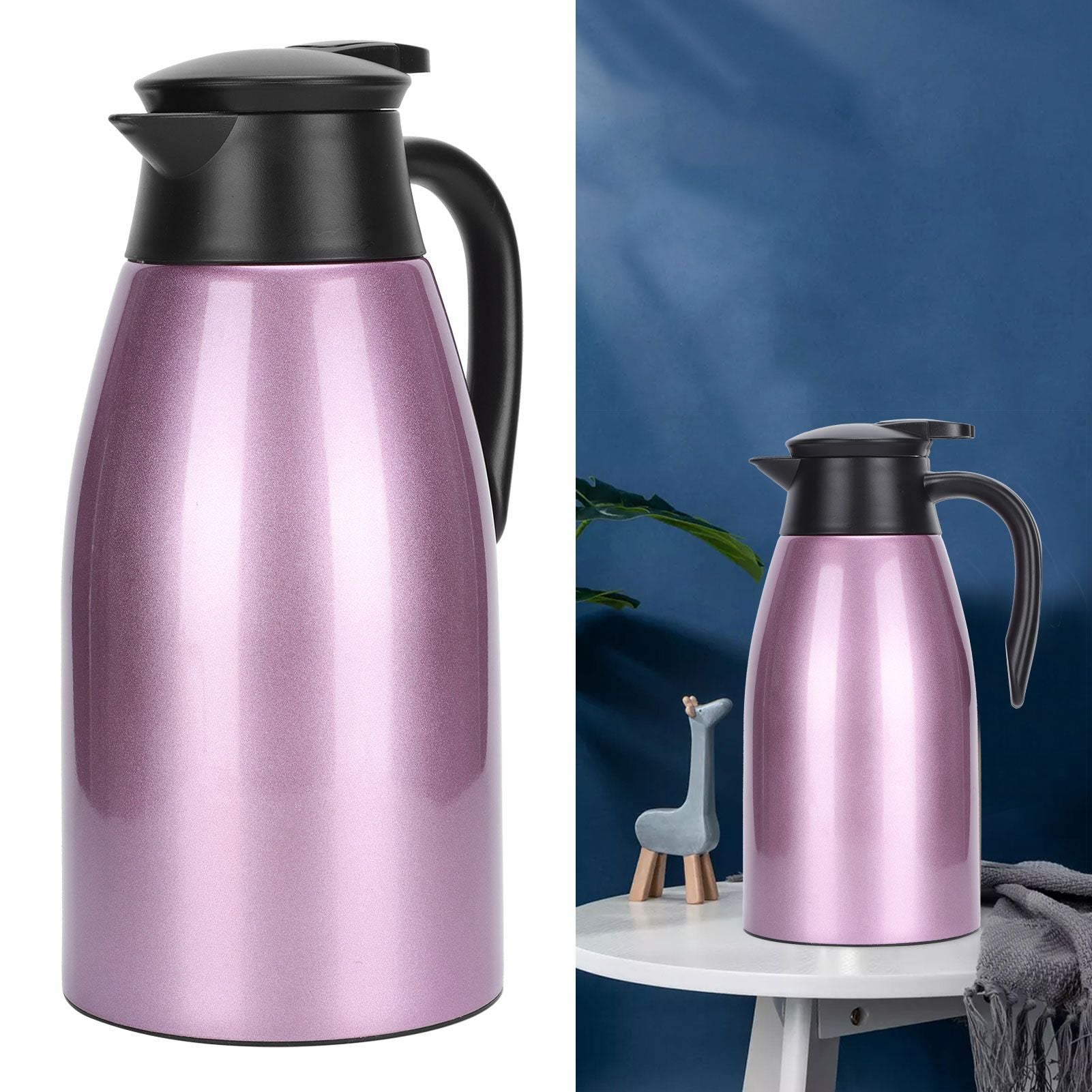 2L Large Capacity Insulated Hot Water Pot Inner Stainless Steel Thermal Coffee BottlePurple 2L
