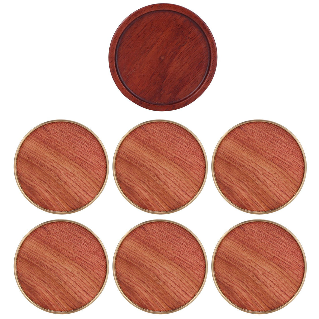 Wooden Tea Cup Mat Insulation Desktop Cup Pad Set with Base Tray Tea Ceremony AccessoriesRosewood