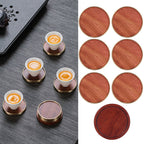 Wooden Tea Cup Mat Insulation Desktop Cup Pad Set with Base Tray Tea Ceremony AccessoriesRosewood