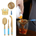 Tea Ceremony Set 304 Stainless Steel Tea Spoon Needle Clip Filter Kit Kung Fu Tea Accessory Gold