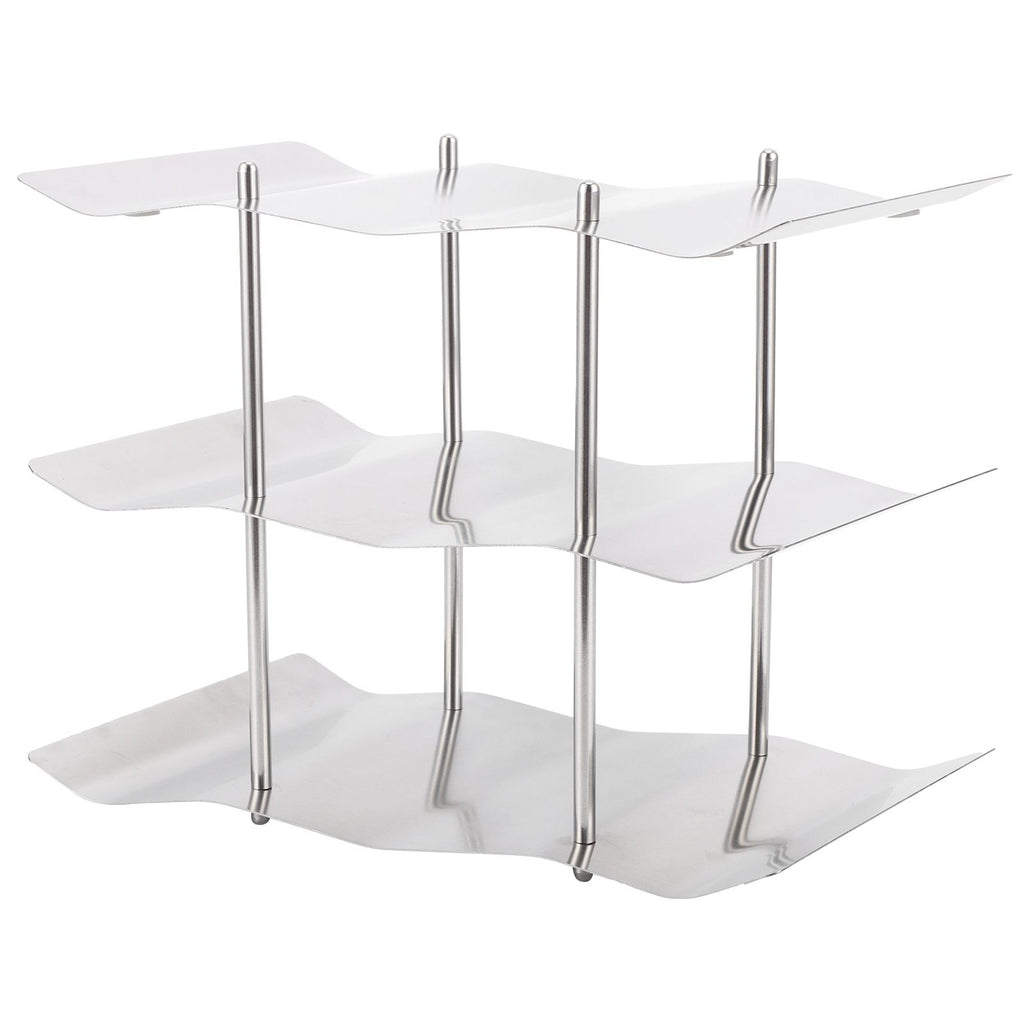 3‑Tier Stainless Steel Wine Rack Freestanding Wavy Wine Holder Display Shelf Kitchen Accessories