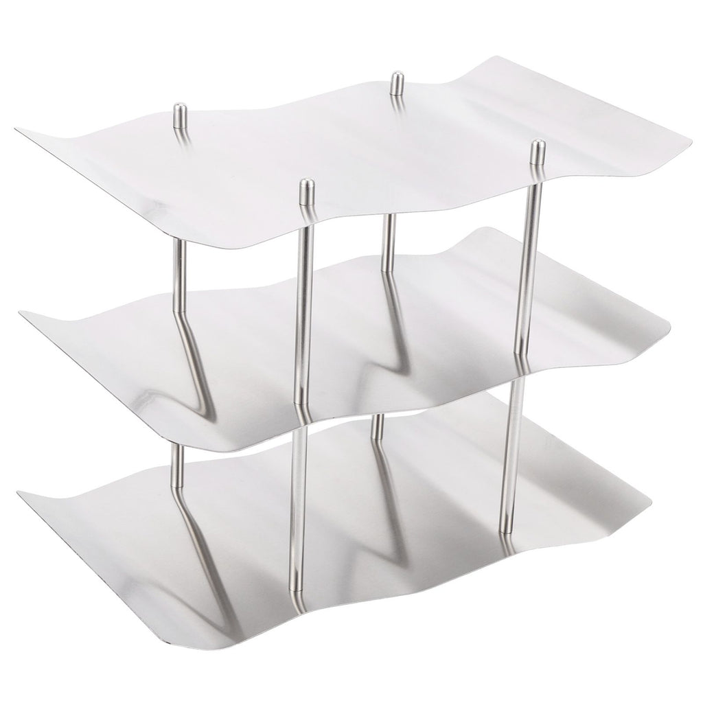 3‑Tier Stainless Steel Wine Rack Freestanding Wavy Wine Holder Display Shelf Kitchen Accessories