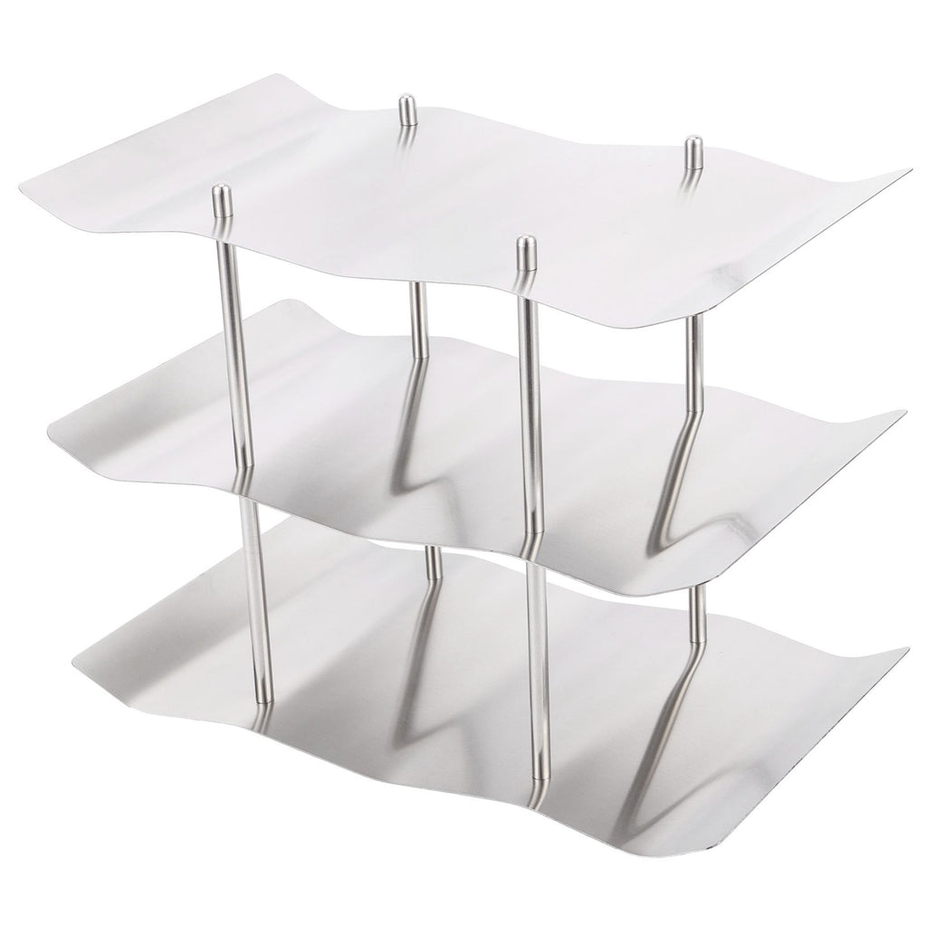 3‑Tier Stainless Steel Wine Rack Freestanding Wavy Wine Holder Display Shelf Kitchen Accessories