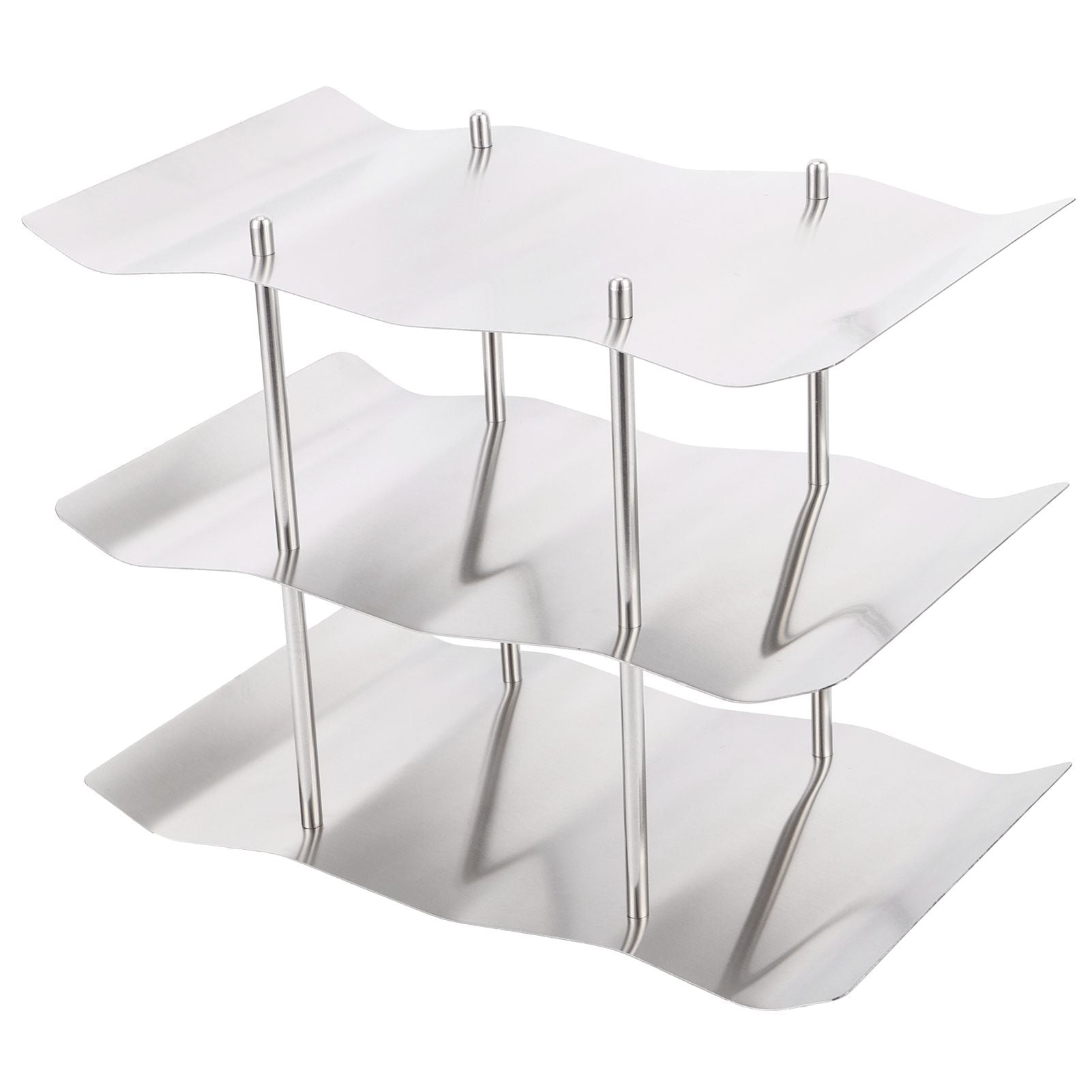 3‑Tier Stainless Steel Wine Rack Freestanding Wavy Wine Holder Display Shelf Kitchen Accessories