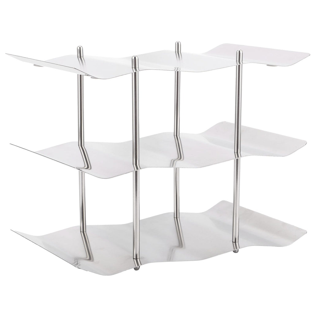 3‑Tier Stainless Steel Wine Rack Freestanding Wavy Wine Holder Display Shelf Kitchen Accessories