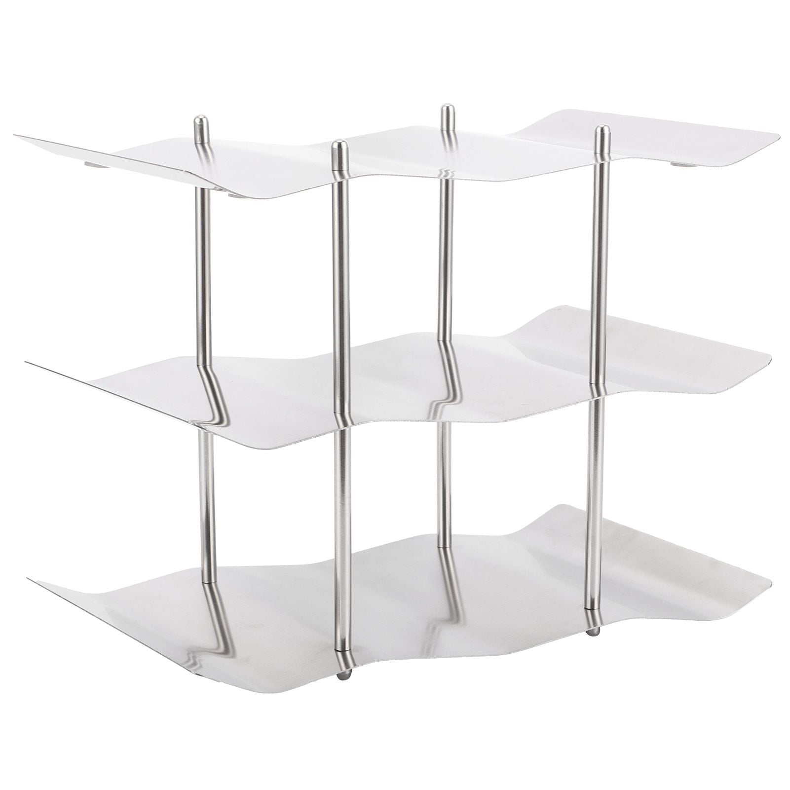 3‑Tier Stainless Steel Wine Rack Freestanding Wavy Wine Holder Display Shelf Kitchen Accessories