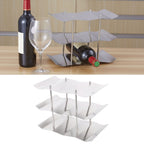 3‑Tier Stainless Steel Wine Rack Freestanding Wavy Wine Holder Display Shelf Kitchen Accessories
