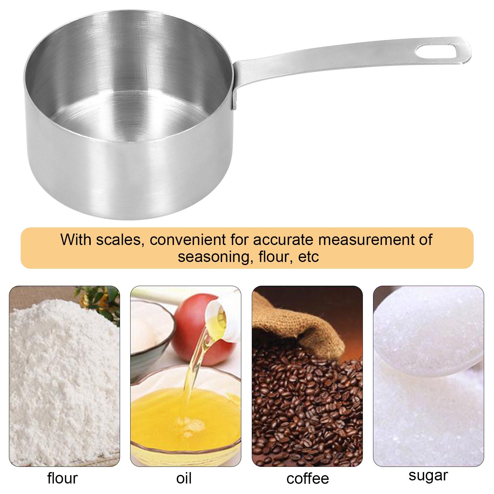 304 Stainless Steel Measuring Cup Kitchen Baking Measuring Spoon with Scale Cooking Accessories3/4cup