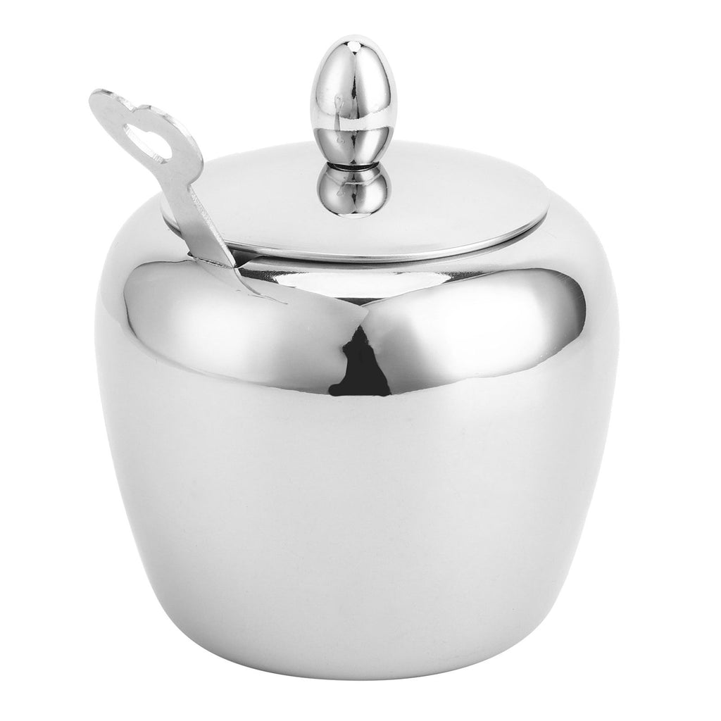 304 Stainless Steel Sugar Bowl with Lip Spoon Home Kitchen Salt Pepper Spices Bowl