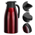2L Insulation Pot Stainless Steel Vacuum Thermal Kettle Jug for Home Office TravelRed