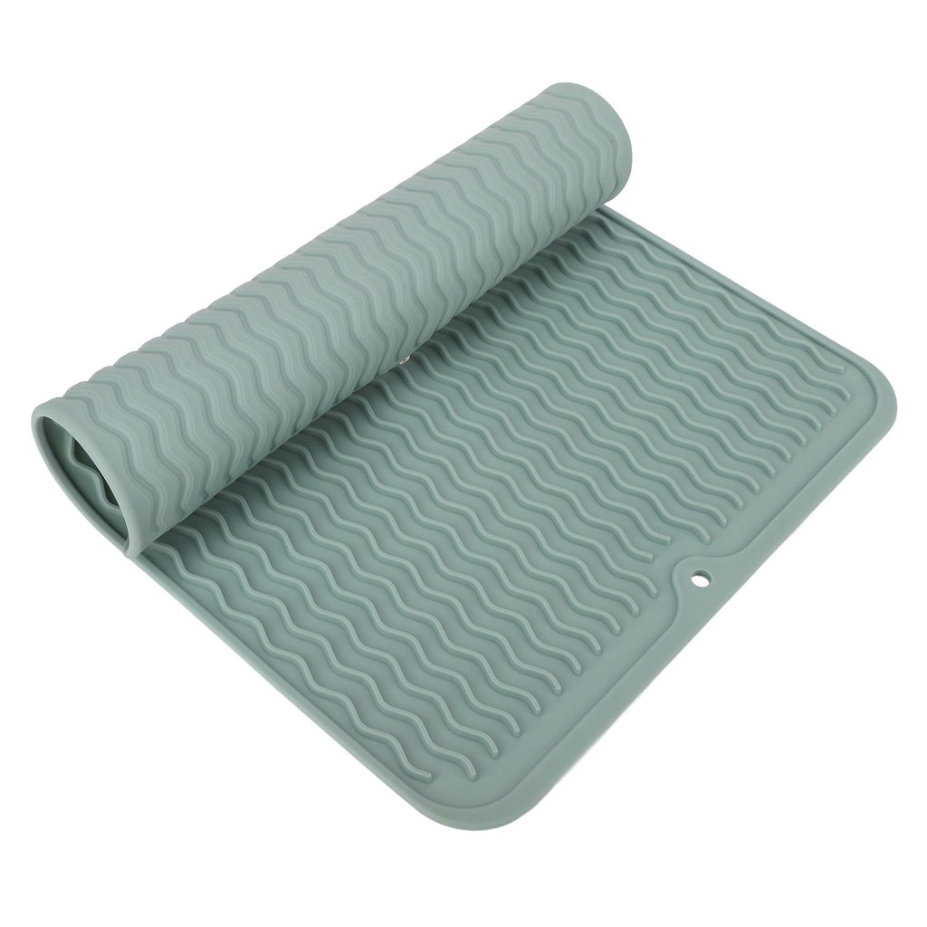 Dish Drying Mat Soft Flexible Rubber Heat Resistant Nonslip BPA Free Eco Friendly Wide Application Dish Drying PadGreen